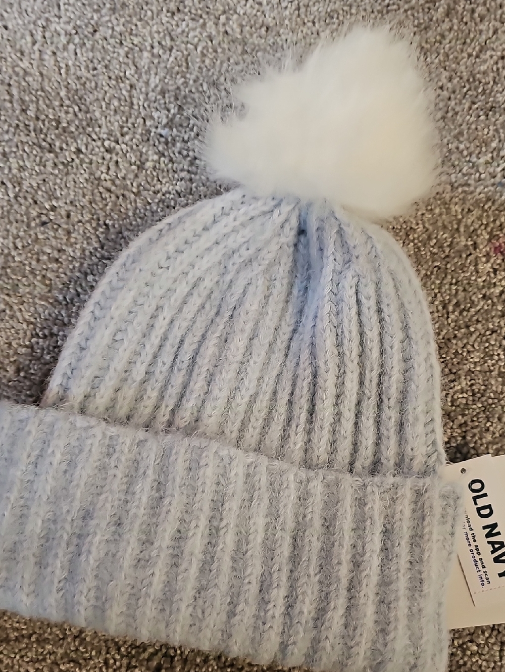 SS🔹️Old Navy Pale Blue Ribbed Pom-Pom Beanie